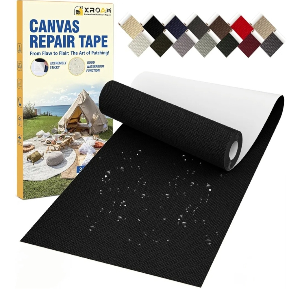 BLACK Canvas Repair Tape, 3.2 x 63 Inch Waterproof Heavy Duty Fabric Tape, New